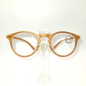 Prescription Strength Wood Grain Round Reading Glasses in Natural